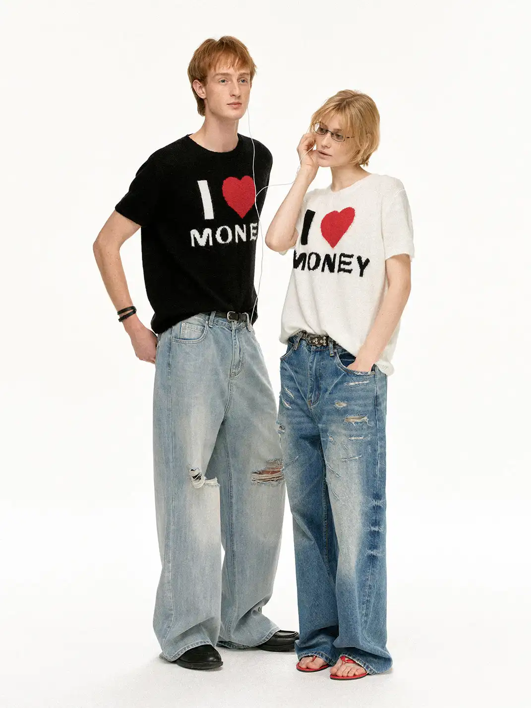 MADWITCH | Vintage Heart Pattern Knitted T-Shirt