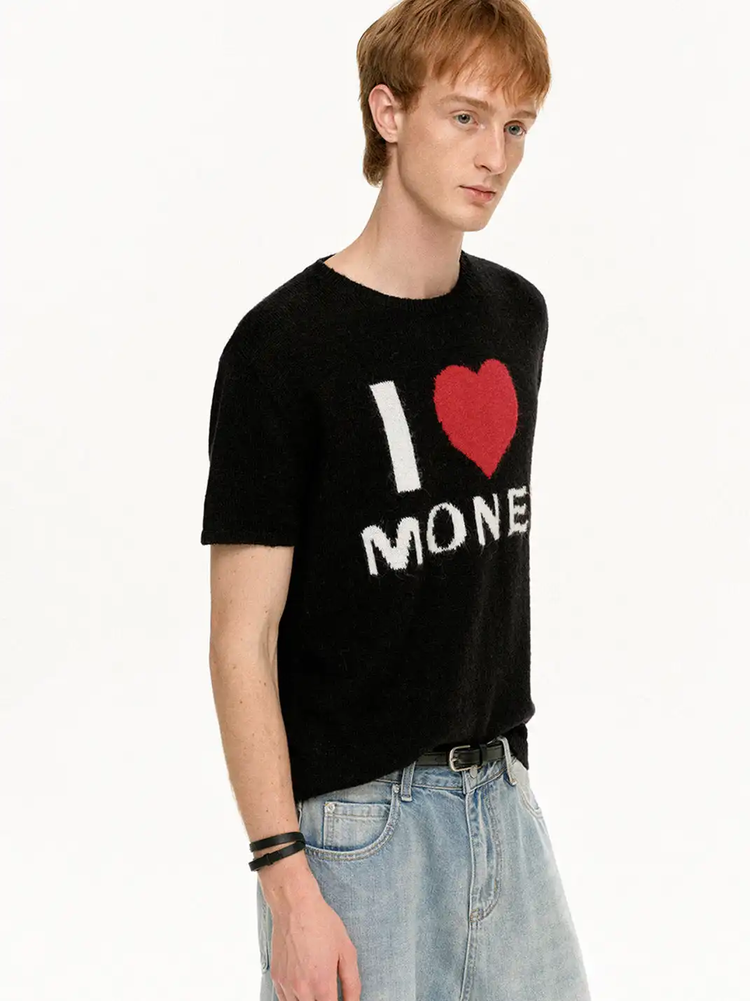MADWITCH | Vintage Heart Pattern Knitted T-Shirt