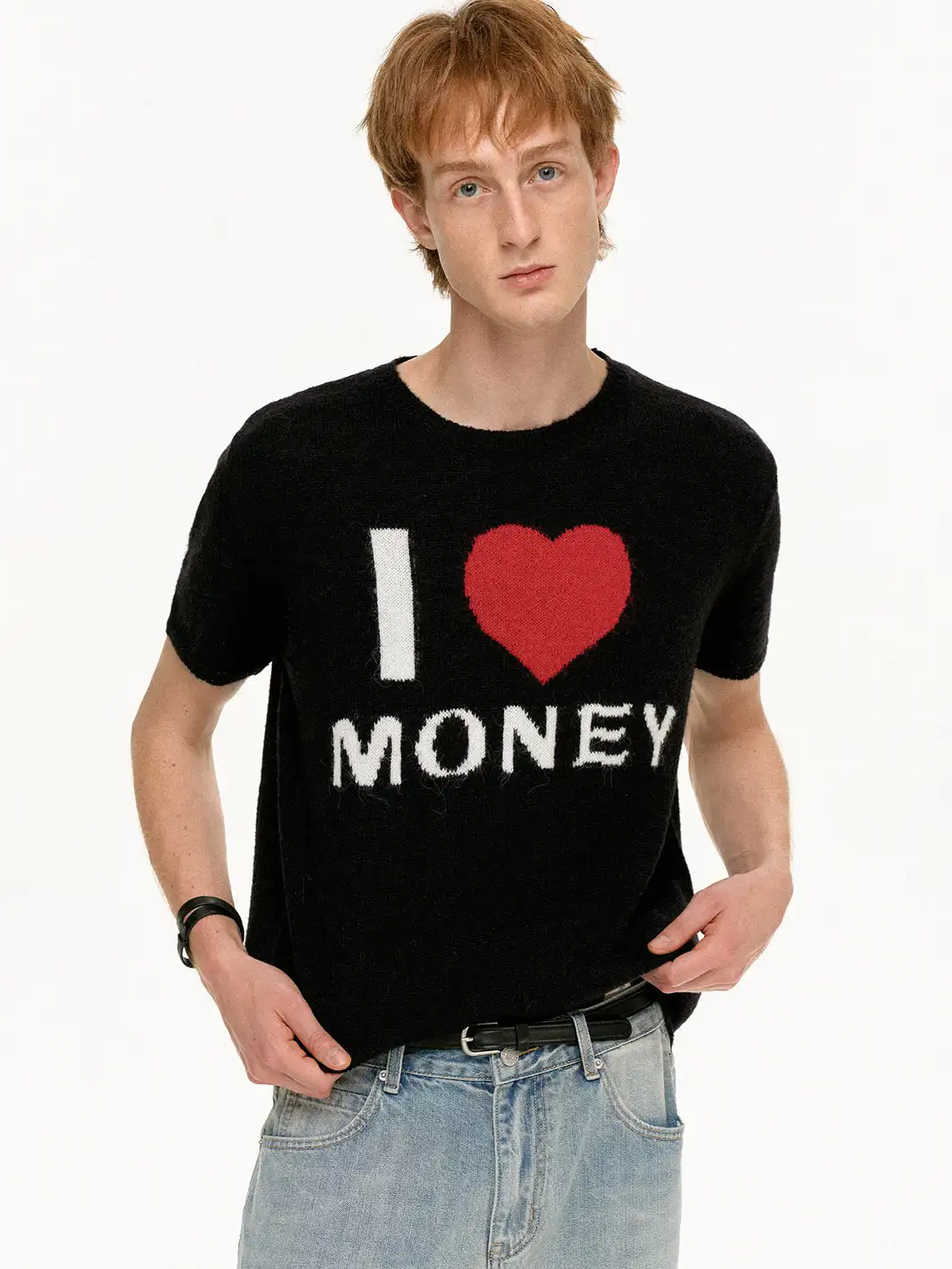 MADWITCH | Vintage Heart Pattern Knitted T-Shirt