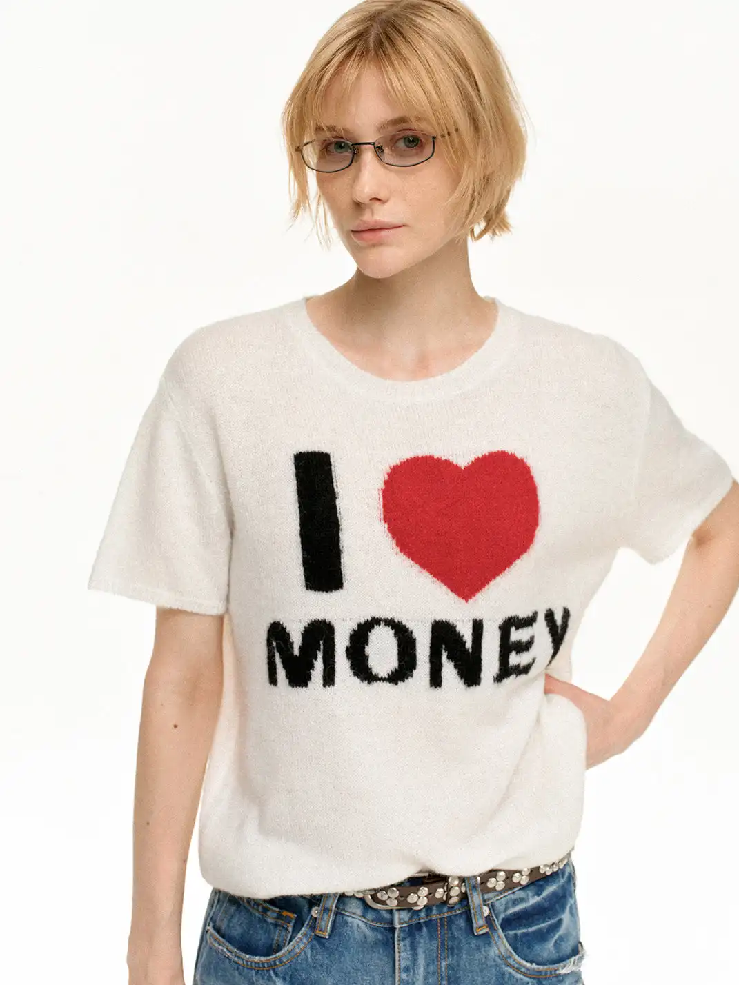 MADWITCH | Vintage Heart Pattern Knitted T-Shirt