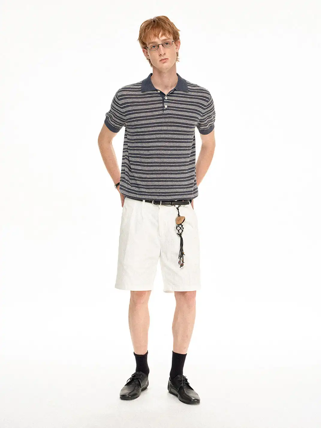 MADWITCH | Linen Striped Polo T-Shirt