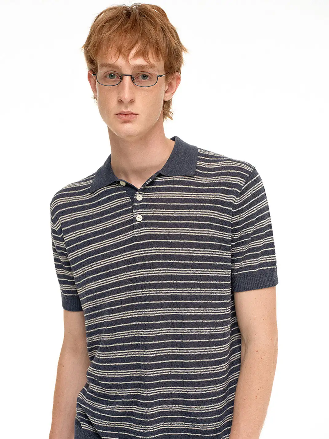 MADWITCH | Linen Striped Polo T-Shirt