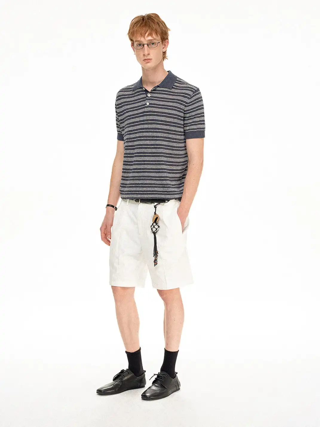 MADWITCH | Linen Striped Polo T-Shirt