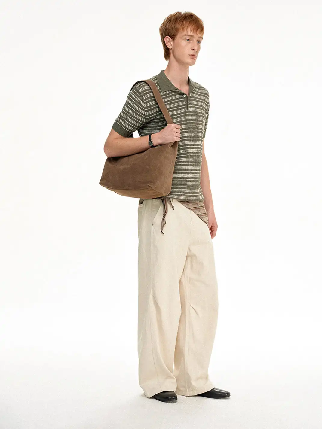 MADWITCH | Linen Striped Polo T-Shirt