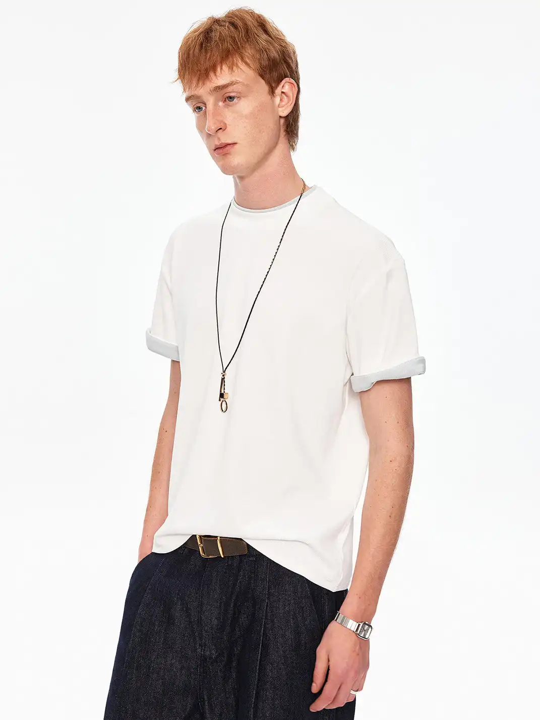 MADWITCH | Double Collar Contrast T-Shirt