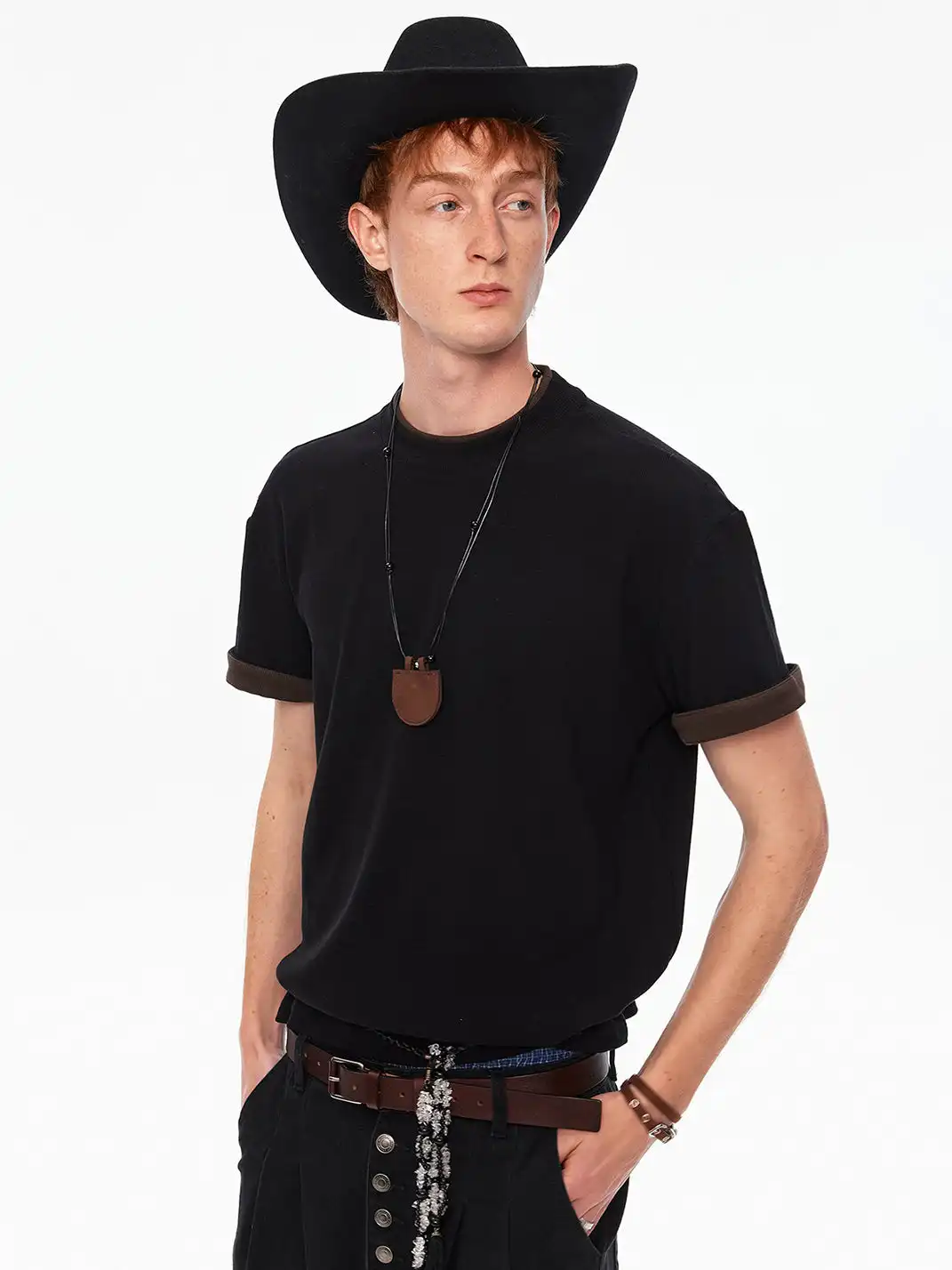 MADWITCH | Double Collar Contrast T-Shirt
