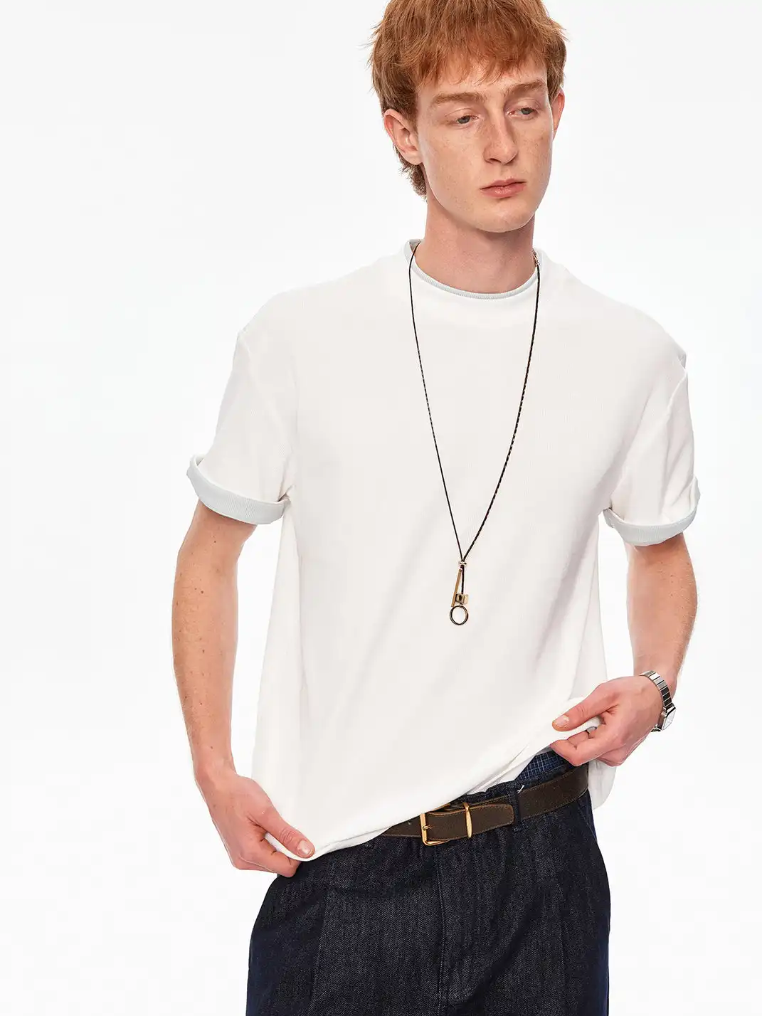 MADWITCH | Double Collar Contrast T-Shirt