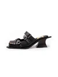 PINJIAHUI | Rivet Cap Toe Block Heel Sandals