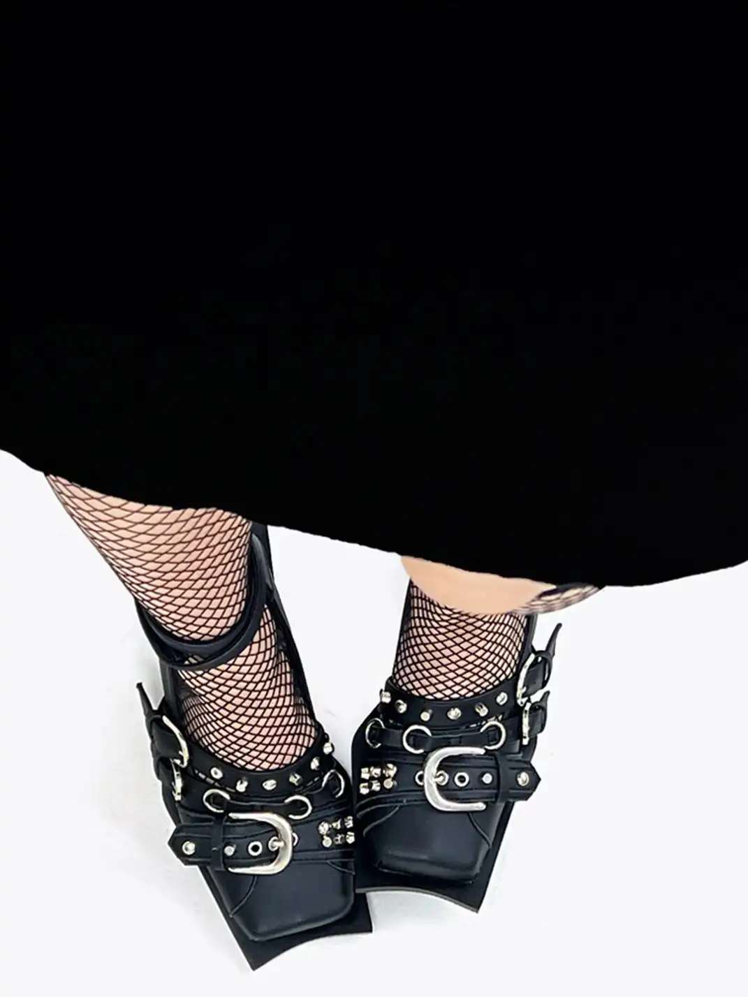 PINJIAHUI | Punk Style Buckle Cap Toe Slide Sandals