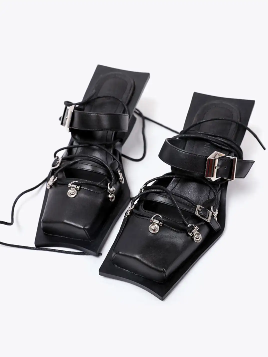 PINJIAHUI | Square Toe Cap Toe Slide Sandals