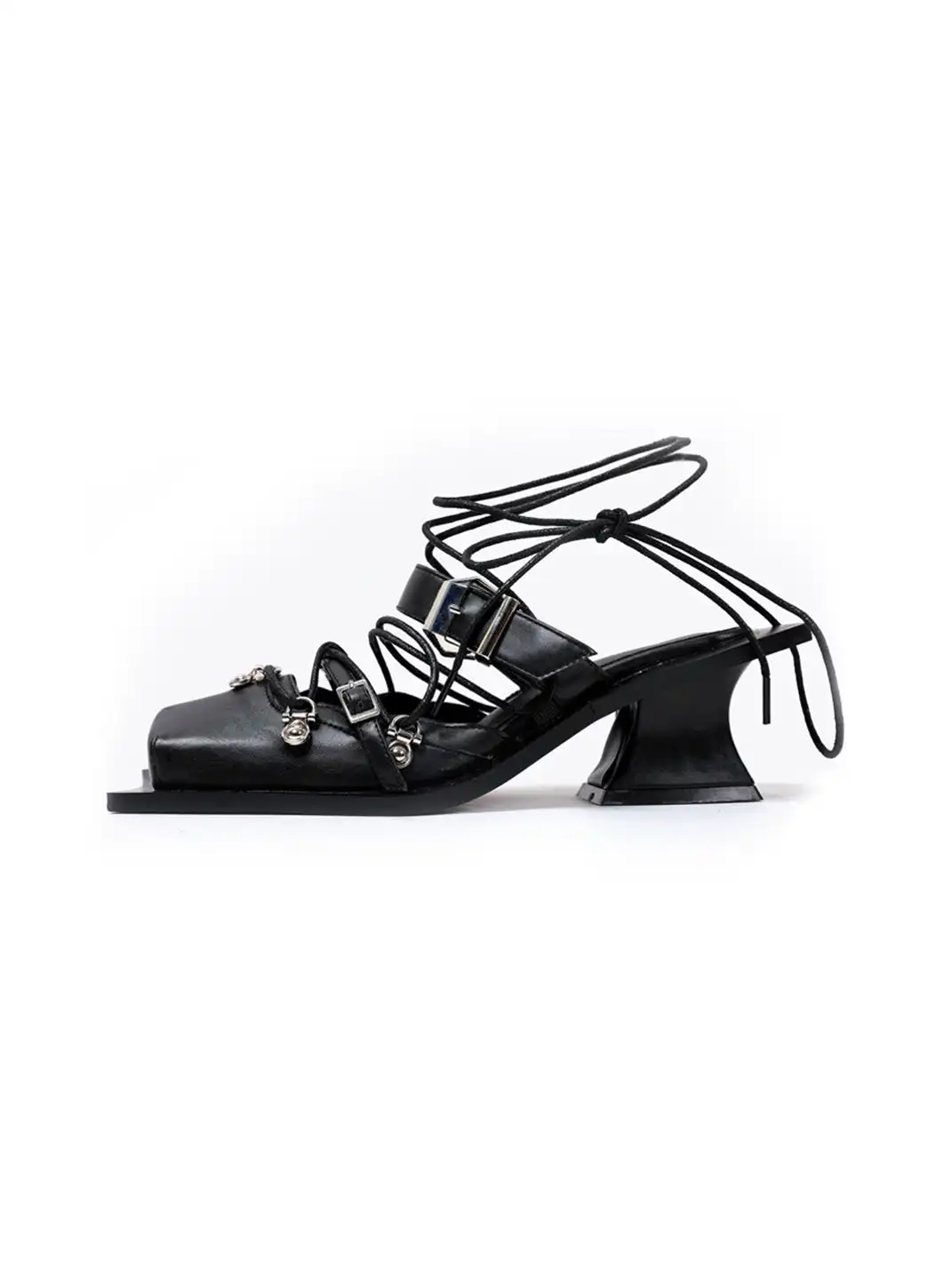 PINJIAHUI | Square Toe Cap Toe Slide Sandals