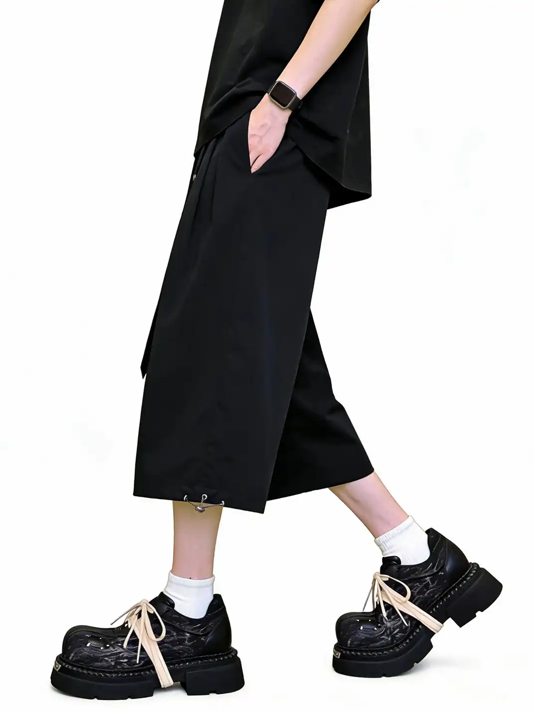 PINJIAHUI | Punk Style Chunky Sole Casual Shoes with Contrast Laces