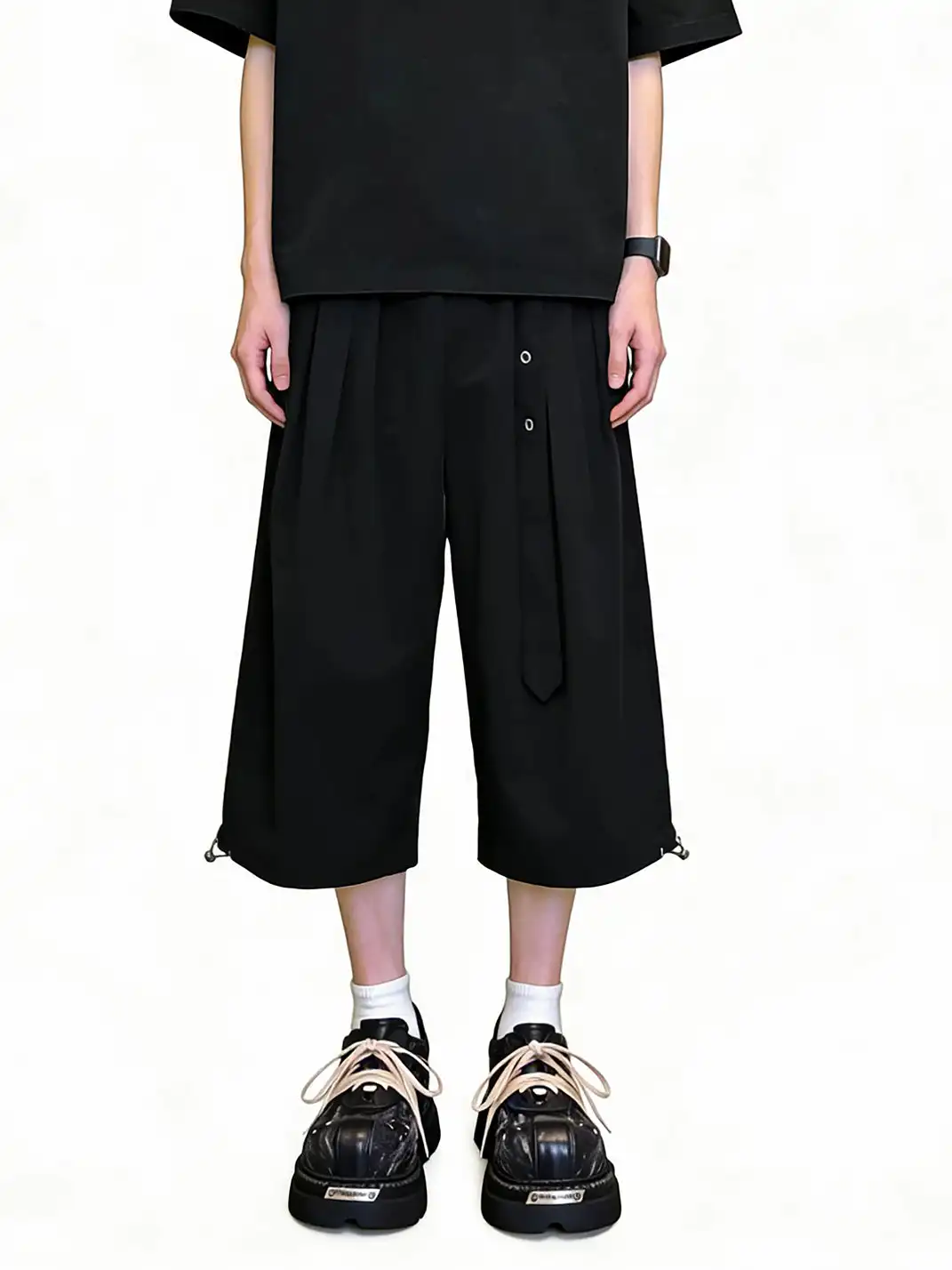 PINJIAHUI | Punk Style Chunky Sole Casual Shoes with Contrast Laces