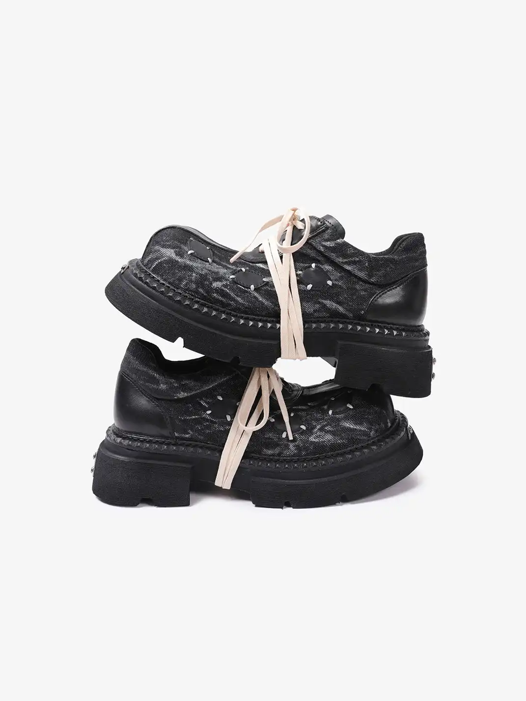 PINJIAHUI | Punk Style Chunky Sole Casual Shoes with Contrast Laces