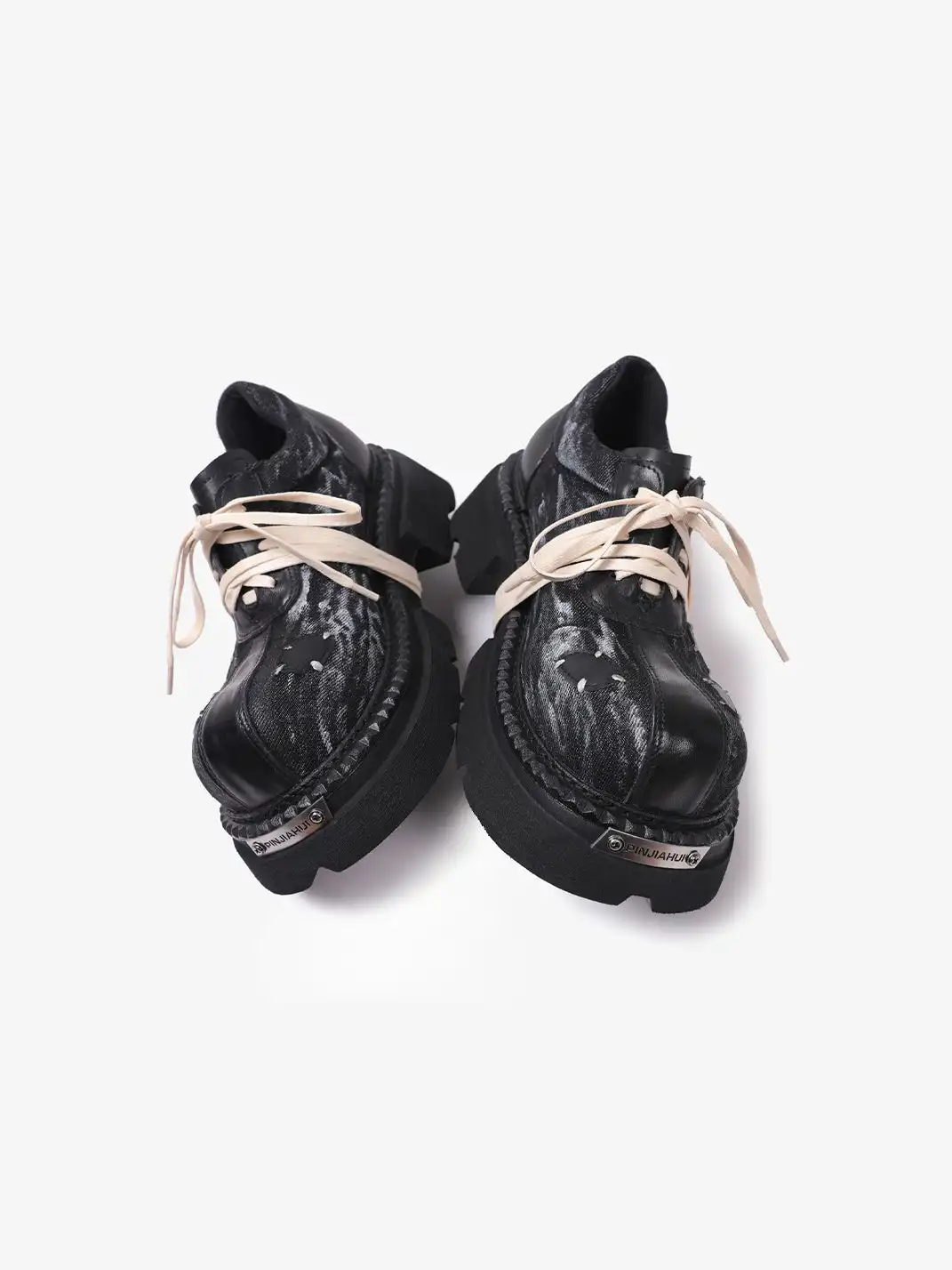 PINJIAHUI | Punk Style Chunky Sole Casual Shoes with Contrast Laces