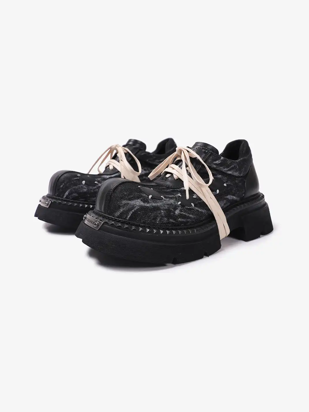 PINJIAHUI | Punk Style Chunky Sole Casual Shoes with Contrast Laces