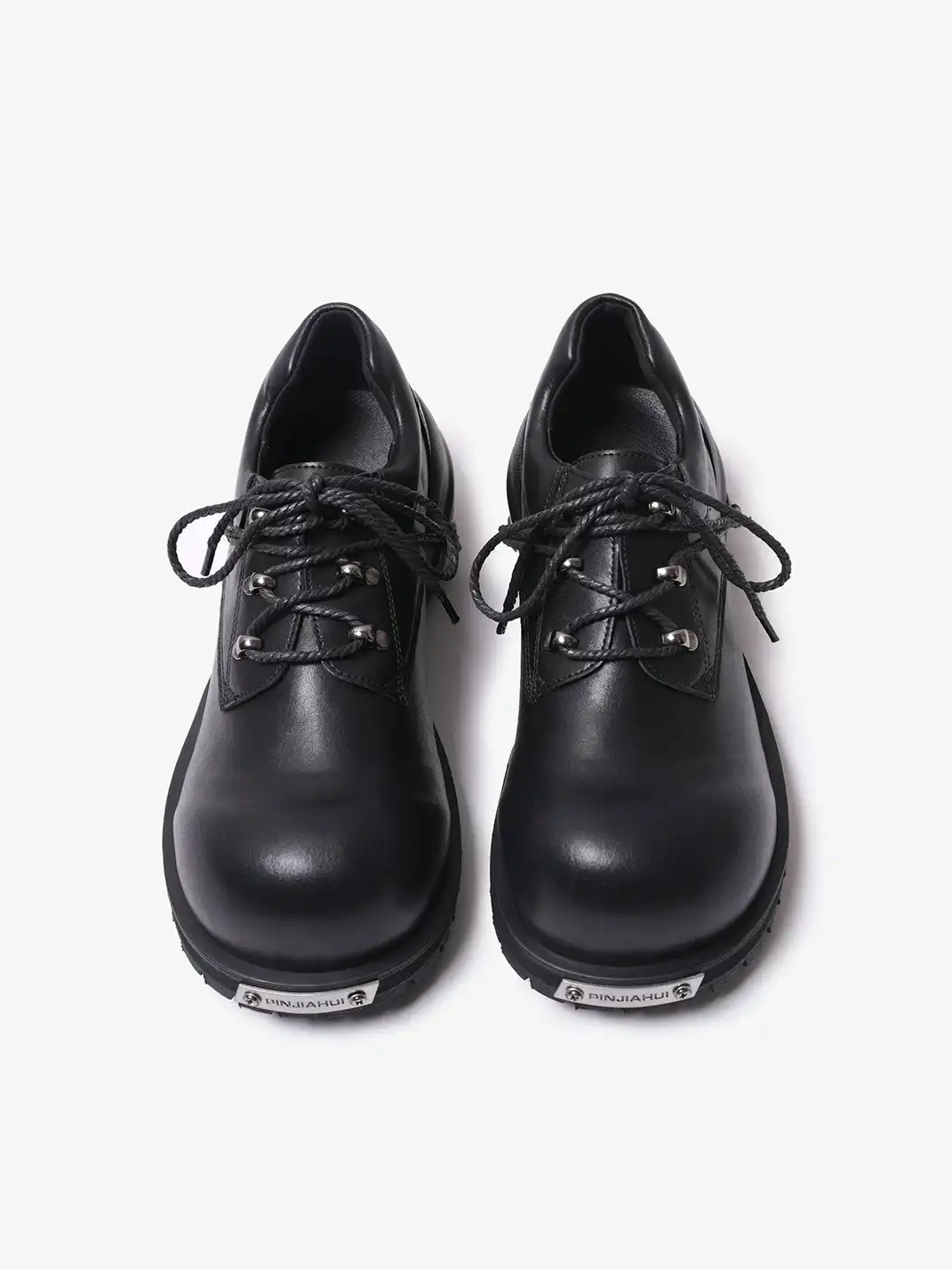 PINJIAHUI | Chunky Platform Derby Shoes with Metal Logo Plate Detail