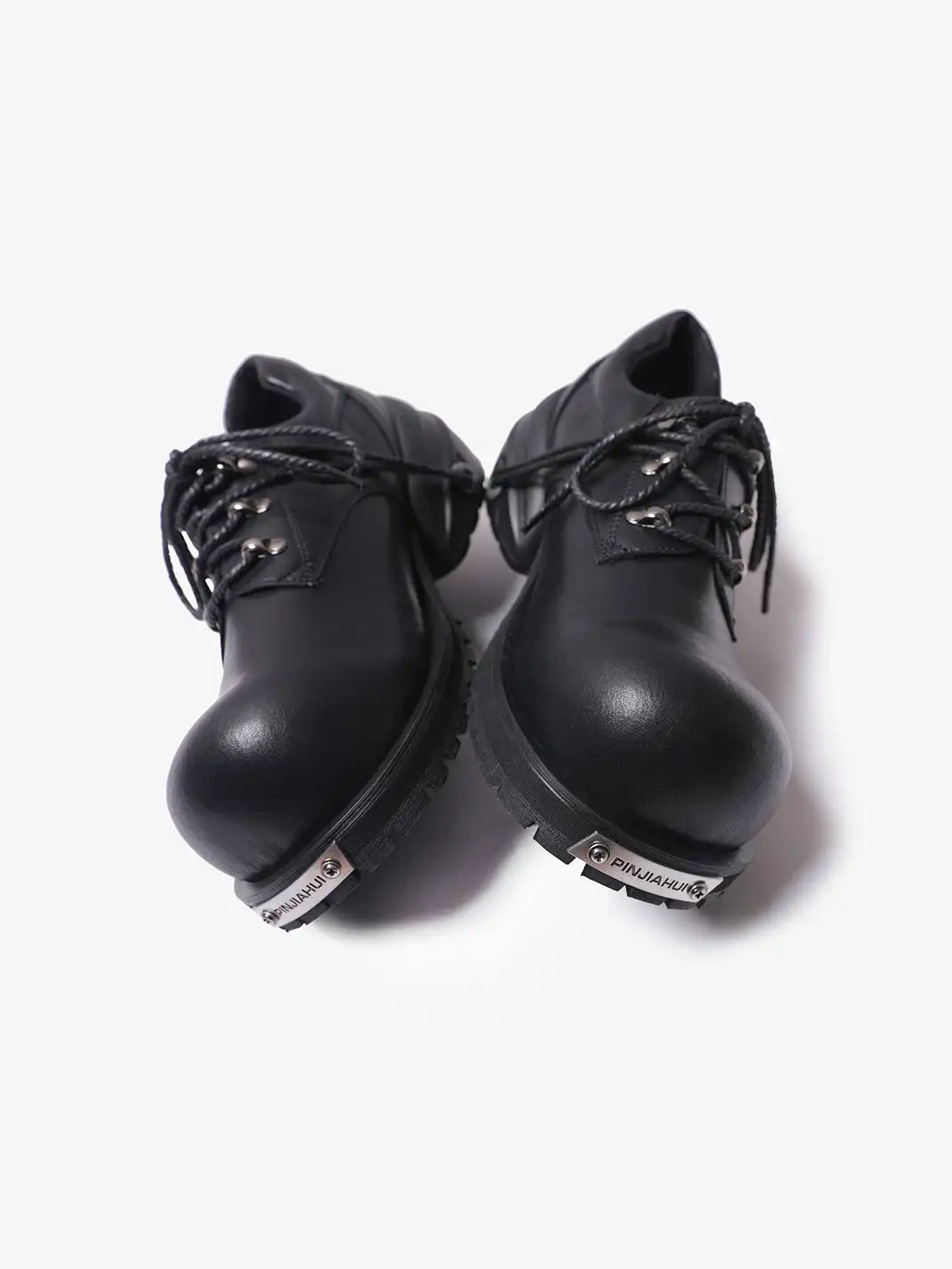 PINJIAHUI | Chunky Platform Derby Shoes with Metal Logo Plate Detail