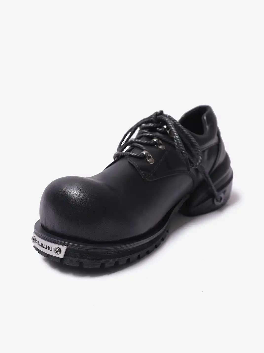 PINJIAHUI | Chunky Platform Derby Shoes with Metal Logo Plate Detail