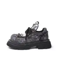 PINJIAHUI | Distressed Denim Chunky Platform Derby Shoes