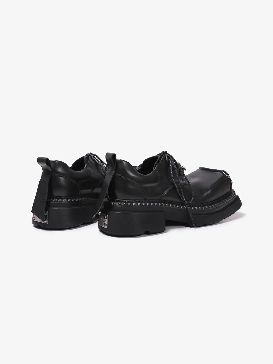 PINJIAHUI | Gothic Metal Ring Chunky Platform Derby Shoes