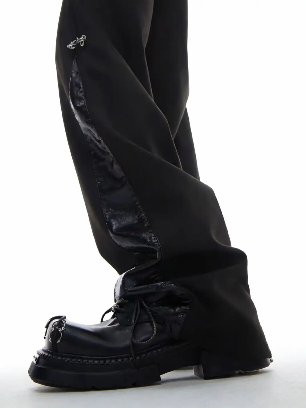 PINJIAHUI | Gothic Metal Ring Chunky Platform Derby Shoes
