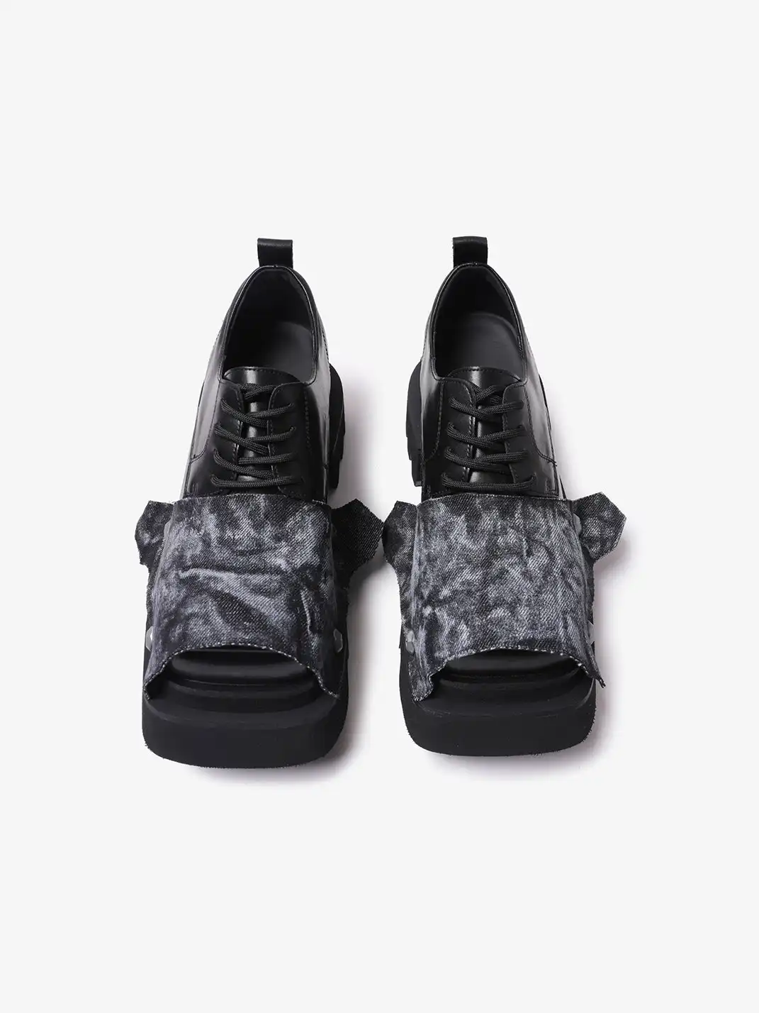 PINJIAHUI | Removable Washed Panel Chunky Lug Sole Derby Shoes