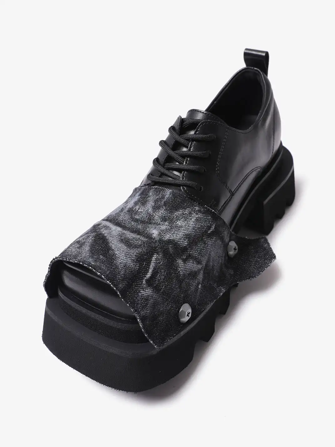 PINJIAHUI | Removable Washed Panel Chunky Lug Sole Derby Shoes