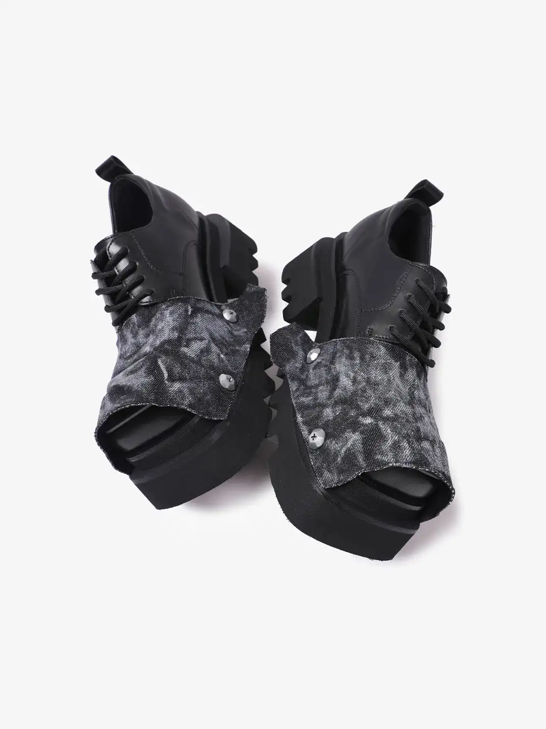 PINJIAHUI | Removable Washed Panel Chunky Lug Sole Derby Shoes