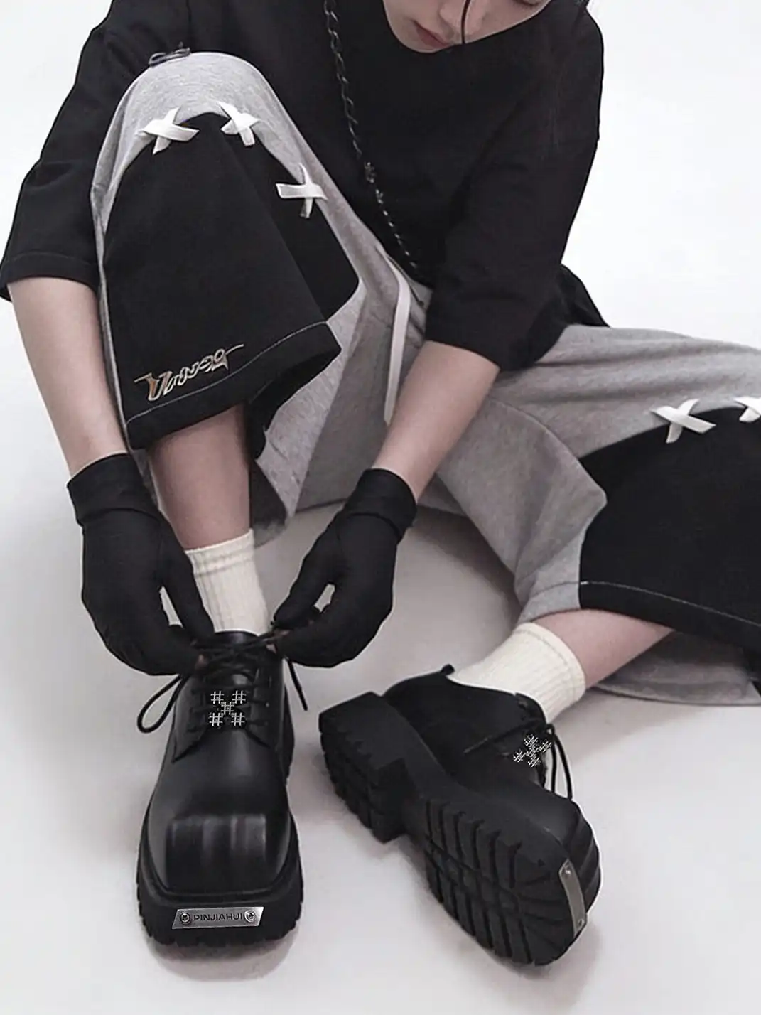 PINJIAHUI | Metal Embellished Chunky Platform Derby Shoes