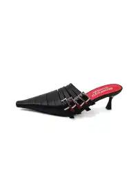 Mooreyu Atelier | Leather Pointed Toe Buckle Stiletto Pumps