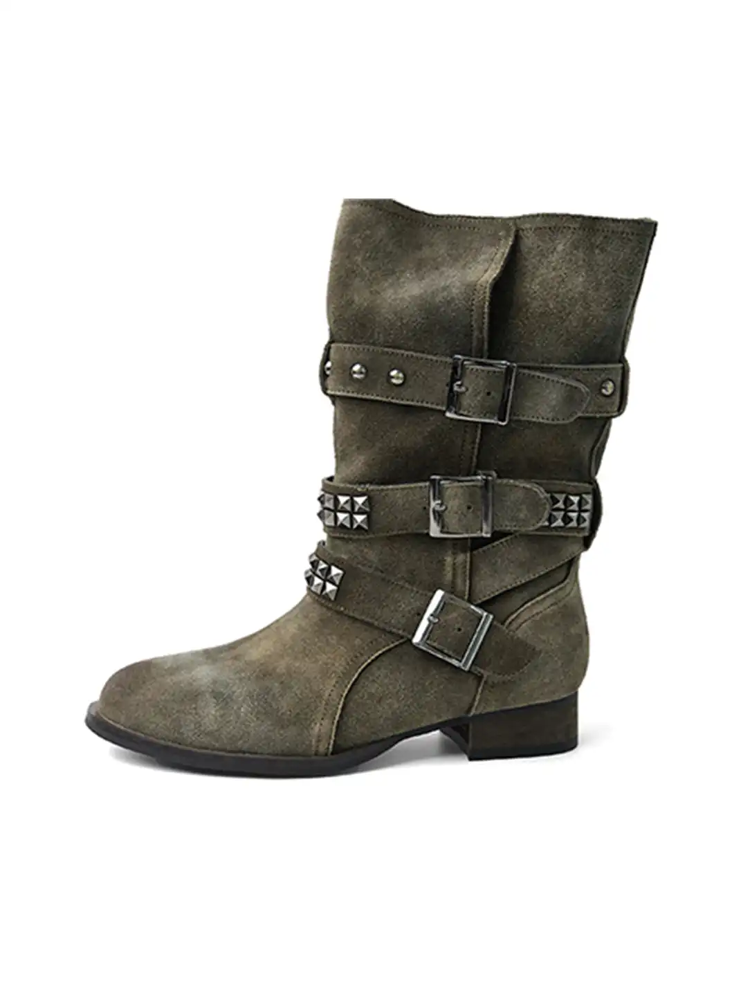 Mooreyu Atelier | Suede Leather Buckle Knight Boots