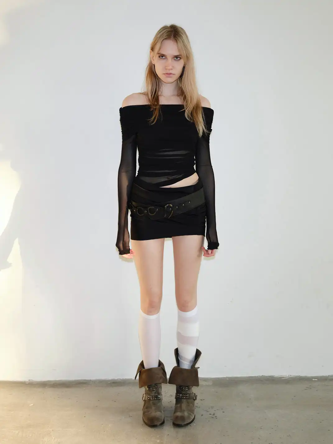 Mooreyu Atelier | Suede Leather Buckle Knight Boots