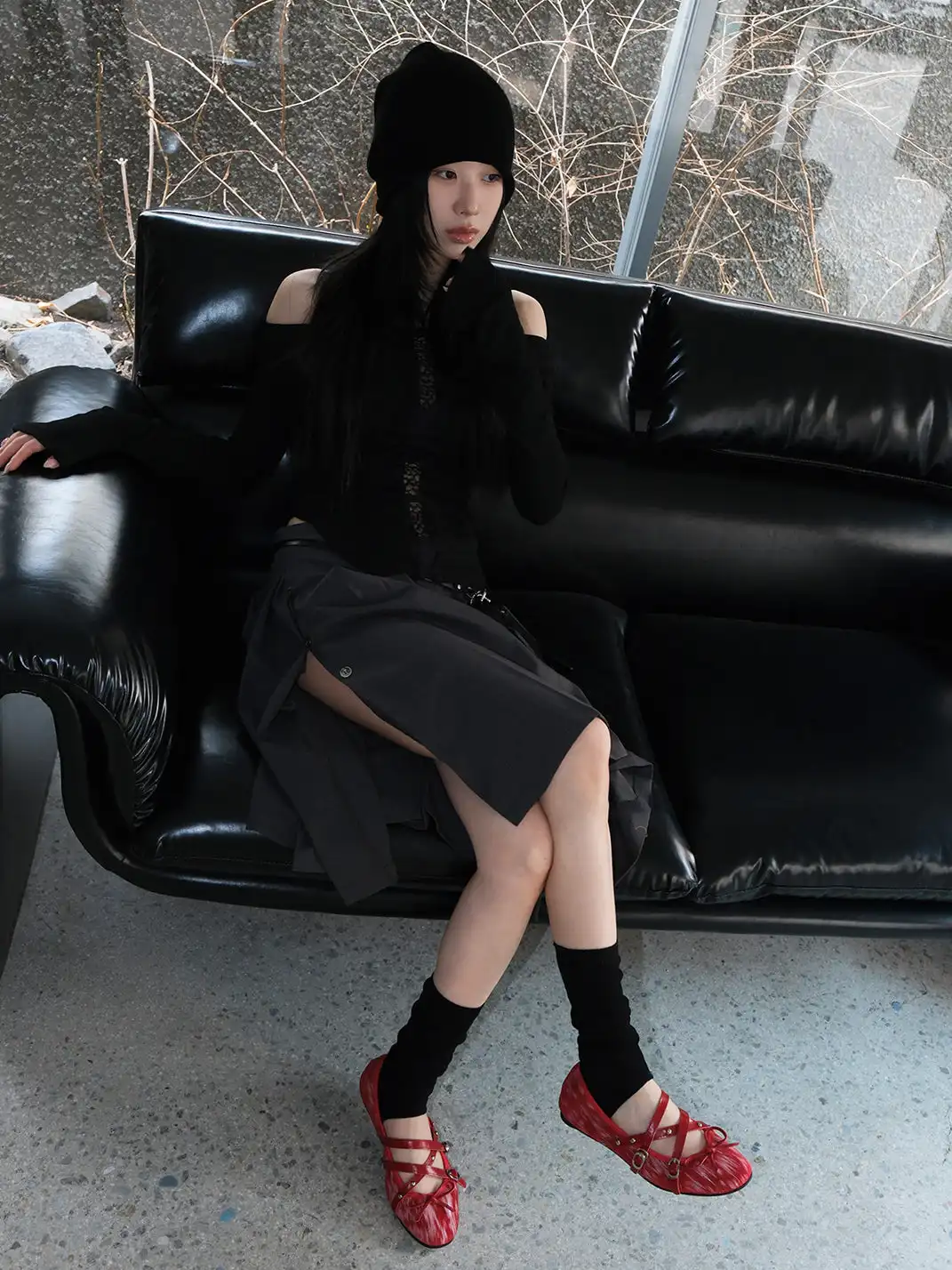 Mooreyu Atelier | Leather Low-Cut Buckle Round Toe Flats