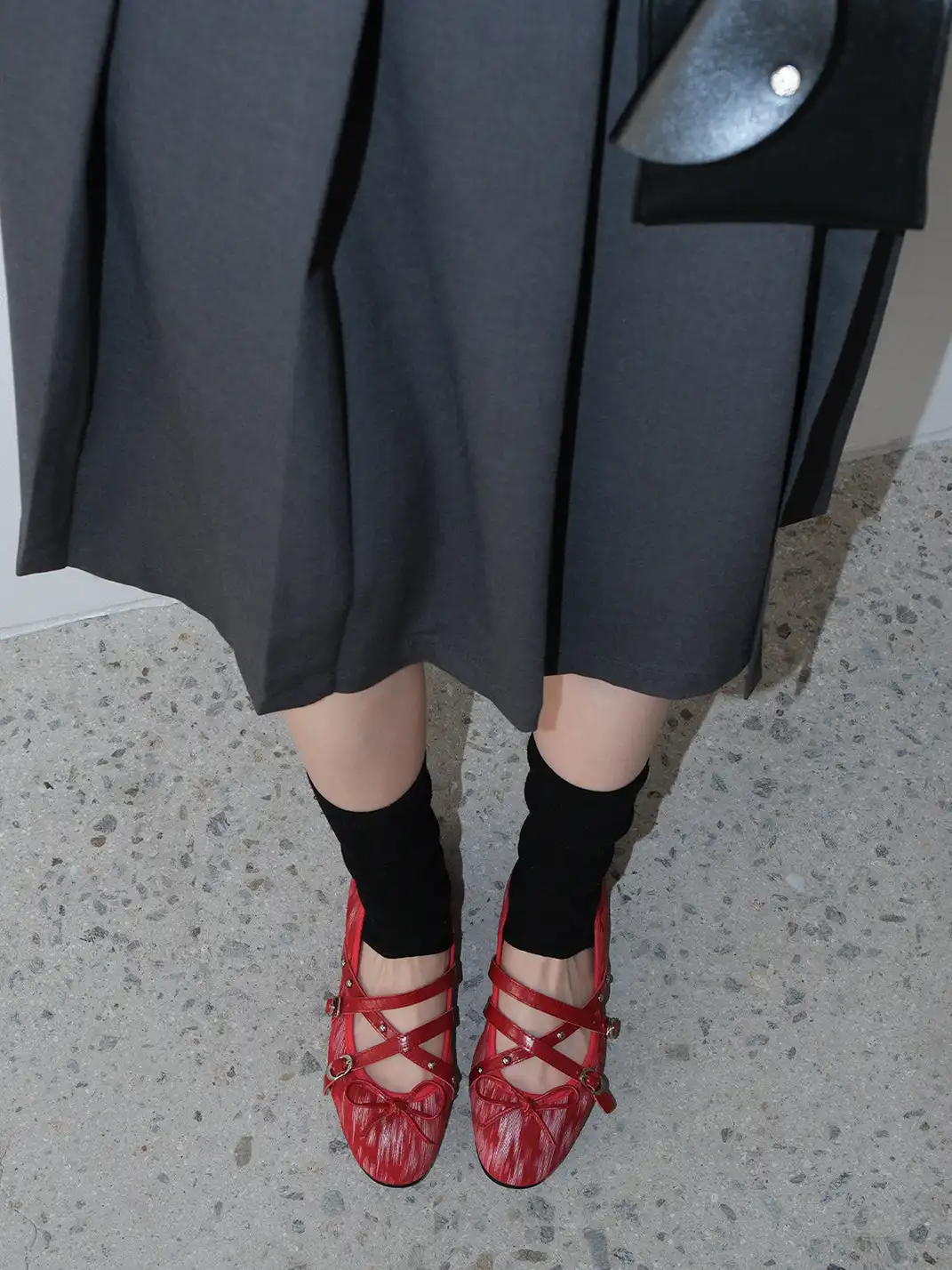 Mooreyu Atelier | Leather Low-Cut Buckle Round Toe Flats
