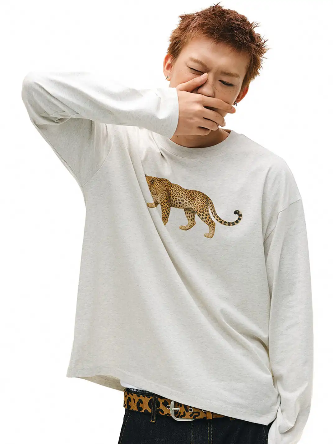 NOVACAM | Leopard Print Long Sleeve T-Shirt