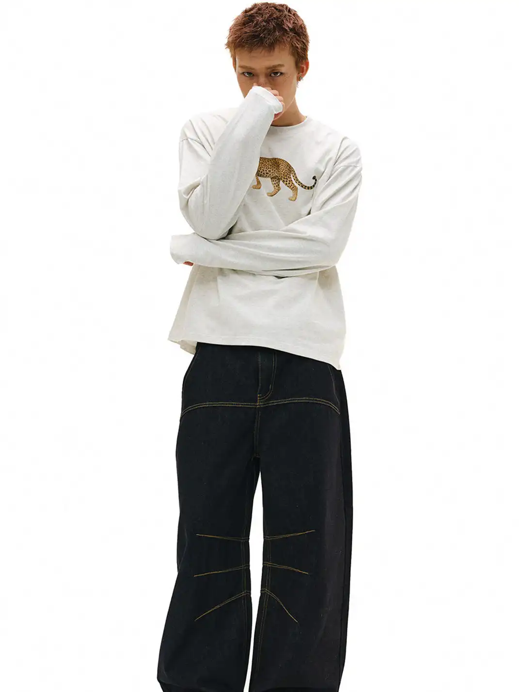 NOVACAM | Leopard Print Long Sleeve T-Shirt