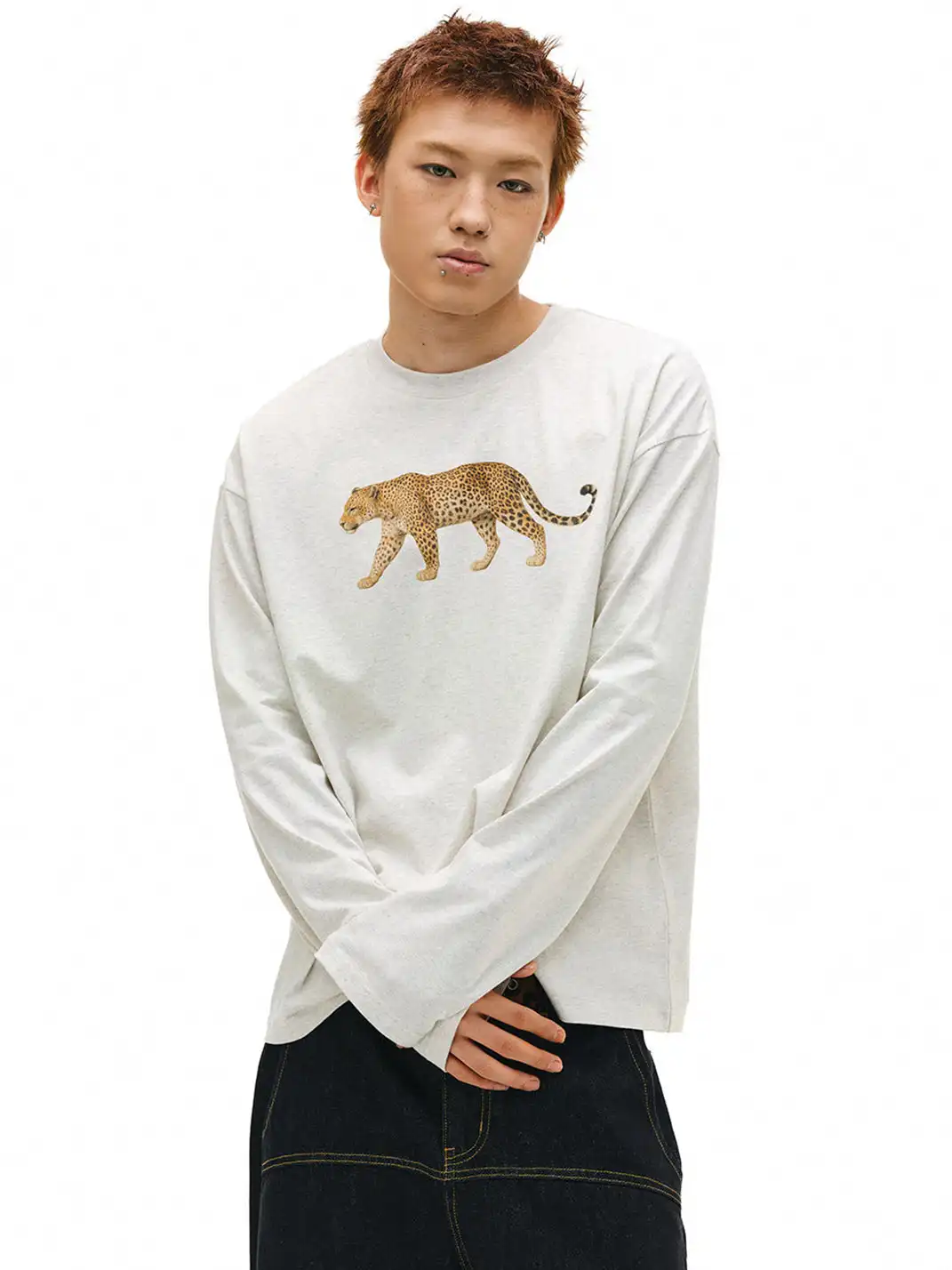 NOVACAM | Leopard Print Long Sleeve T-Shirt