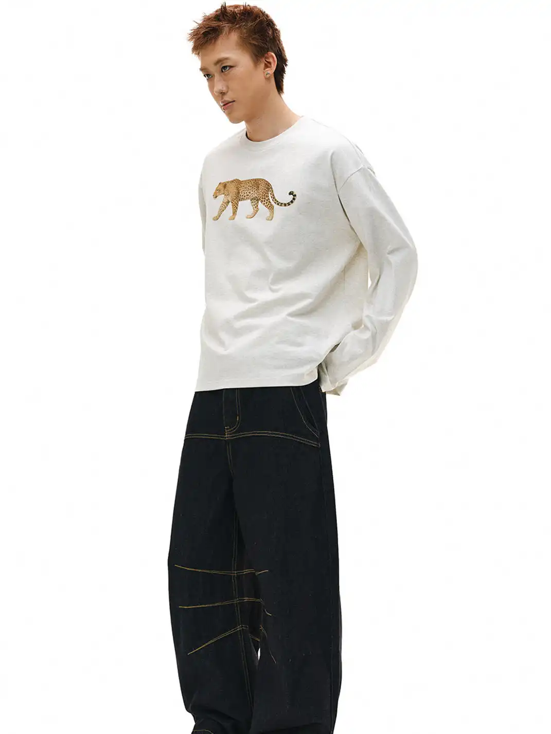 NOVACAM | Leopard Print Long Sleeve T-Shirt