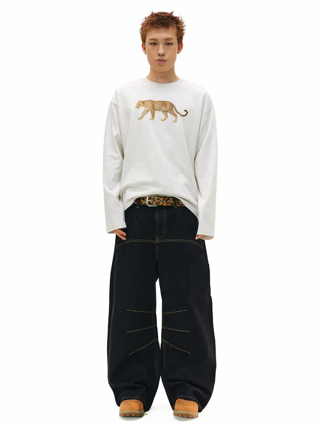 NOVACAM | Leopard Print Long Sleeve T-Shirt