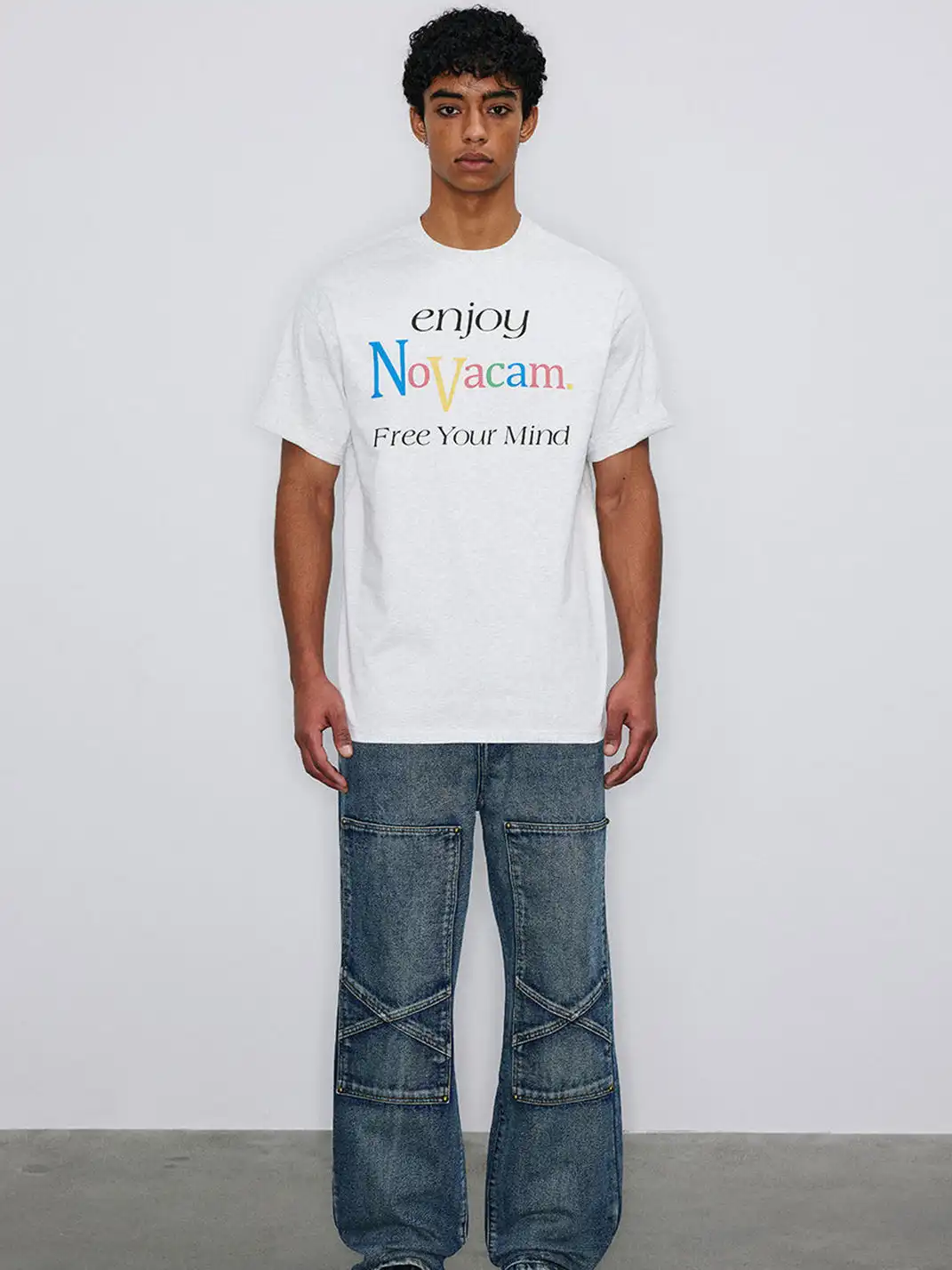 NOVACAM | Letter Print Short Sleeve T-Shirt