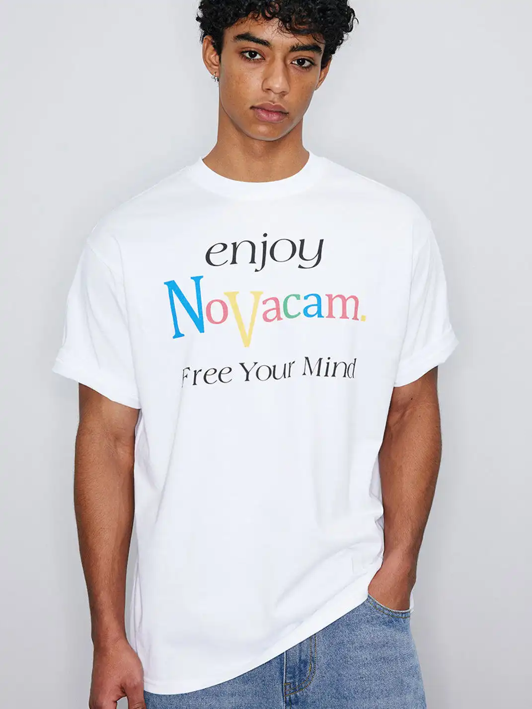 NOVACAM | Letter Print Short Sleeve T-Shirt