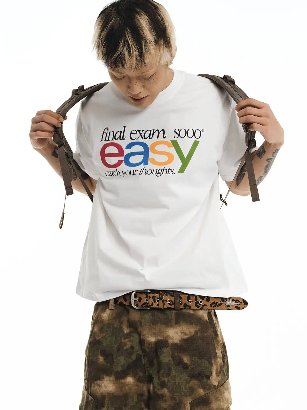NOVACAM | Funny Parody Letter Print Short Sleeve T-Shirt