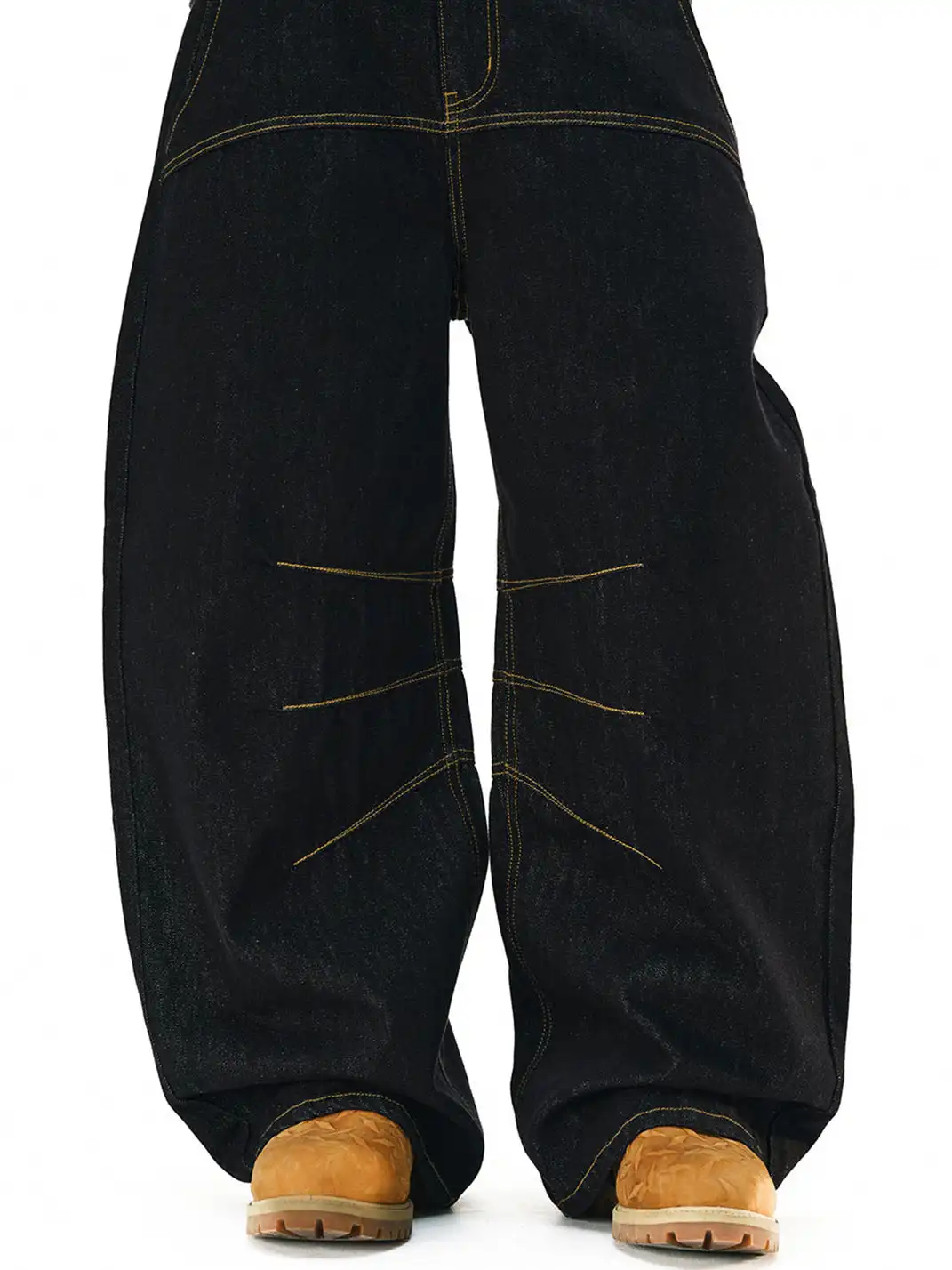 NOVACAM | Slub Texture Curved Wide-Leg Jeans