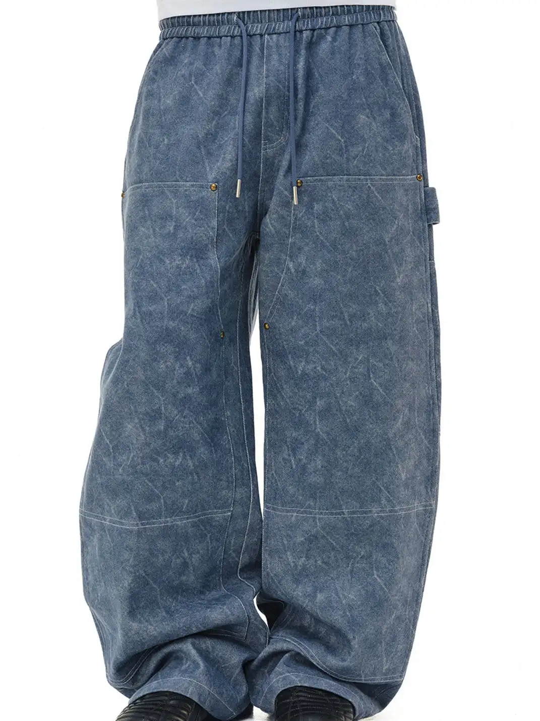 NOVACAM | Water Ripple Twill Curved Drawstring Cargo Pants