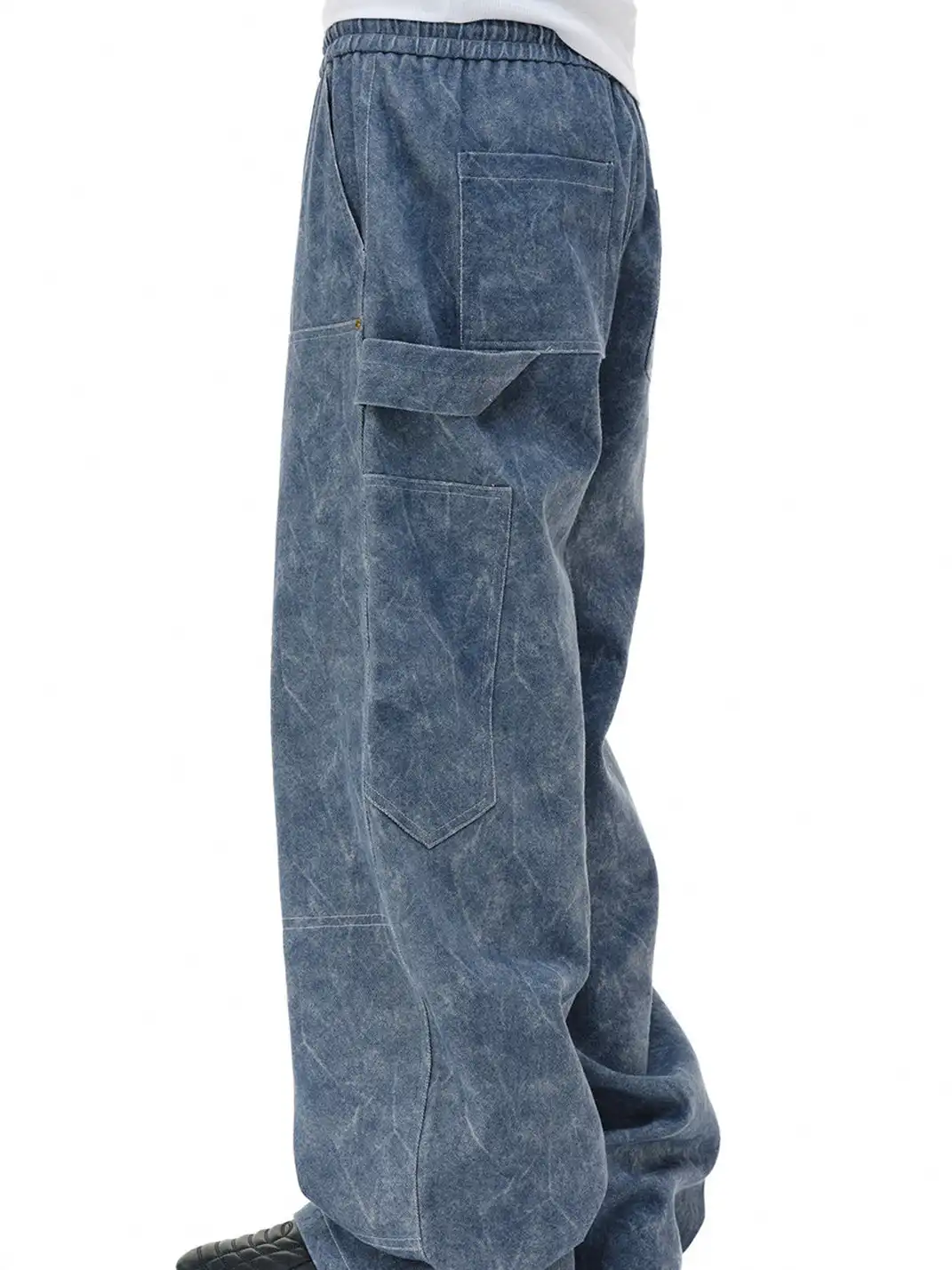 NOVACAM | Water Ripple Twill Curved Drawstring Cargo Pants