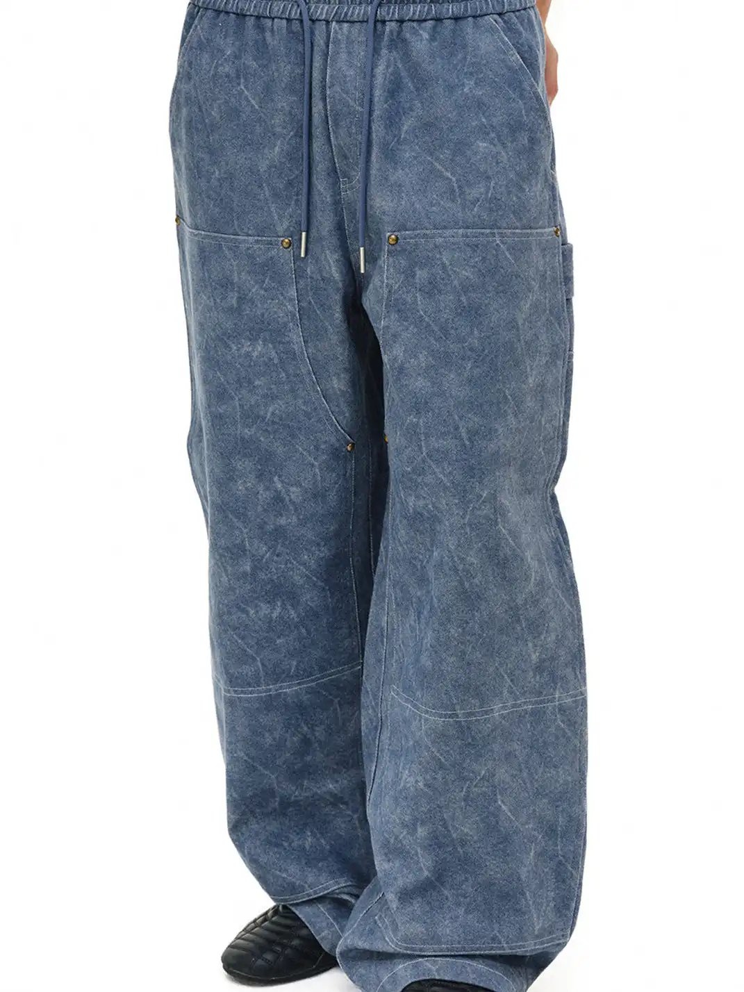 NOVACAM | Water Ripple Twill Curved Drawstring Cargo Pants