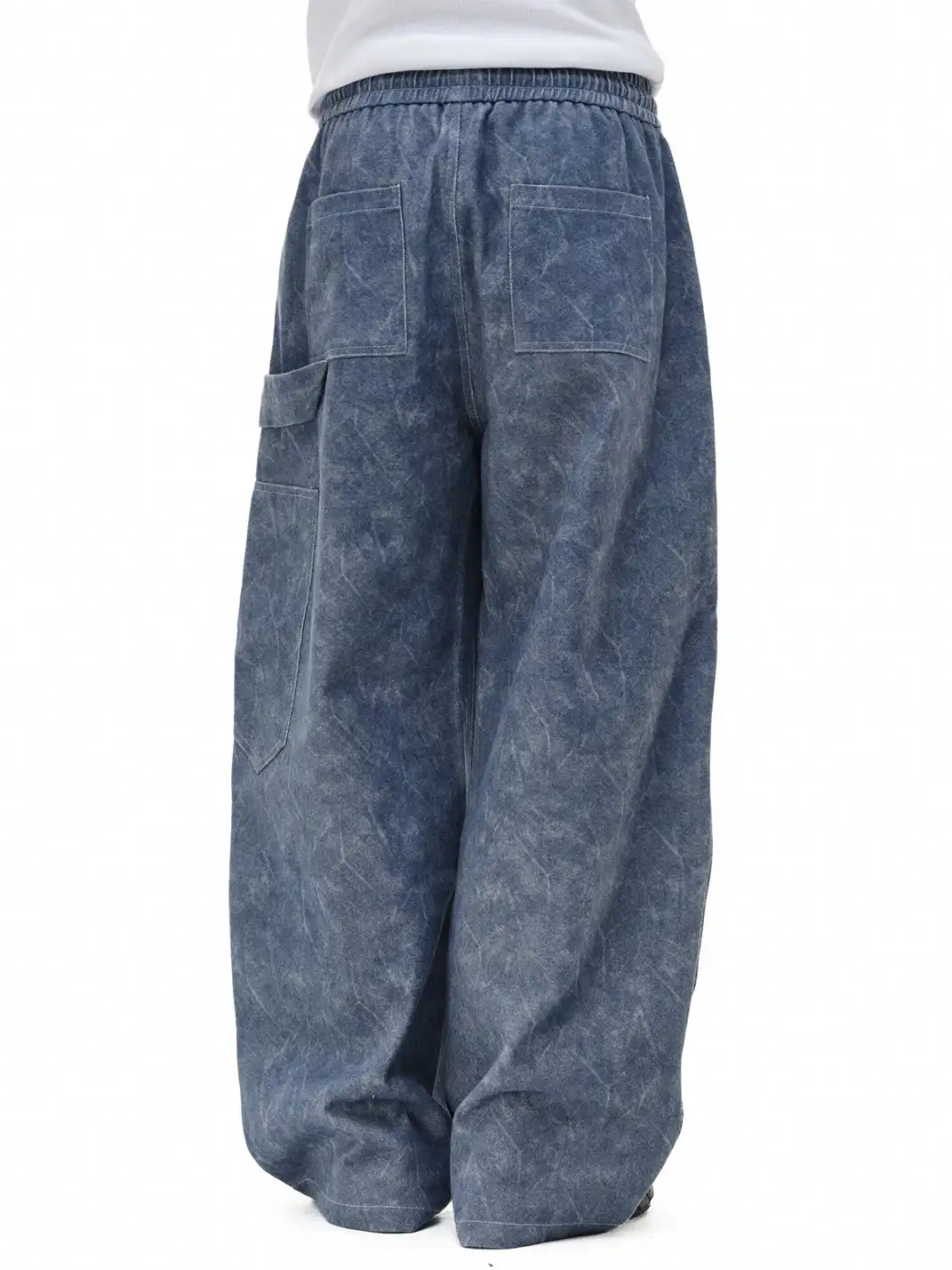 NOVACAM | Water Ripple Twill Curved Drawstring Cargo Pants