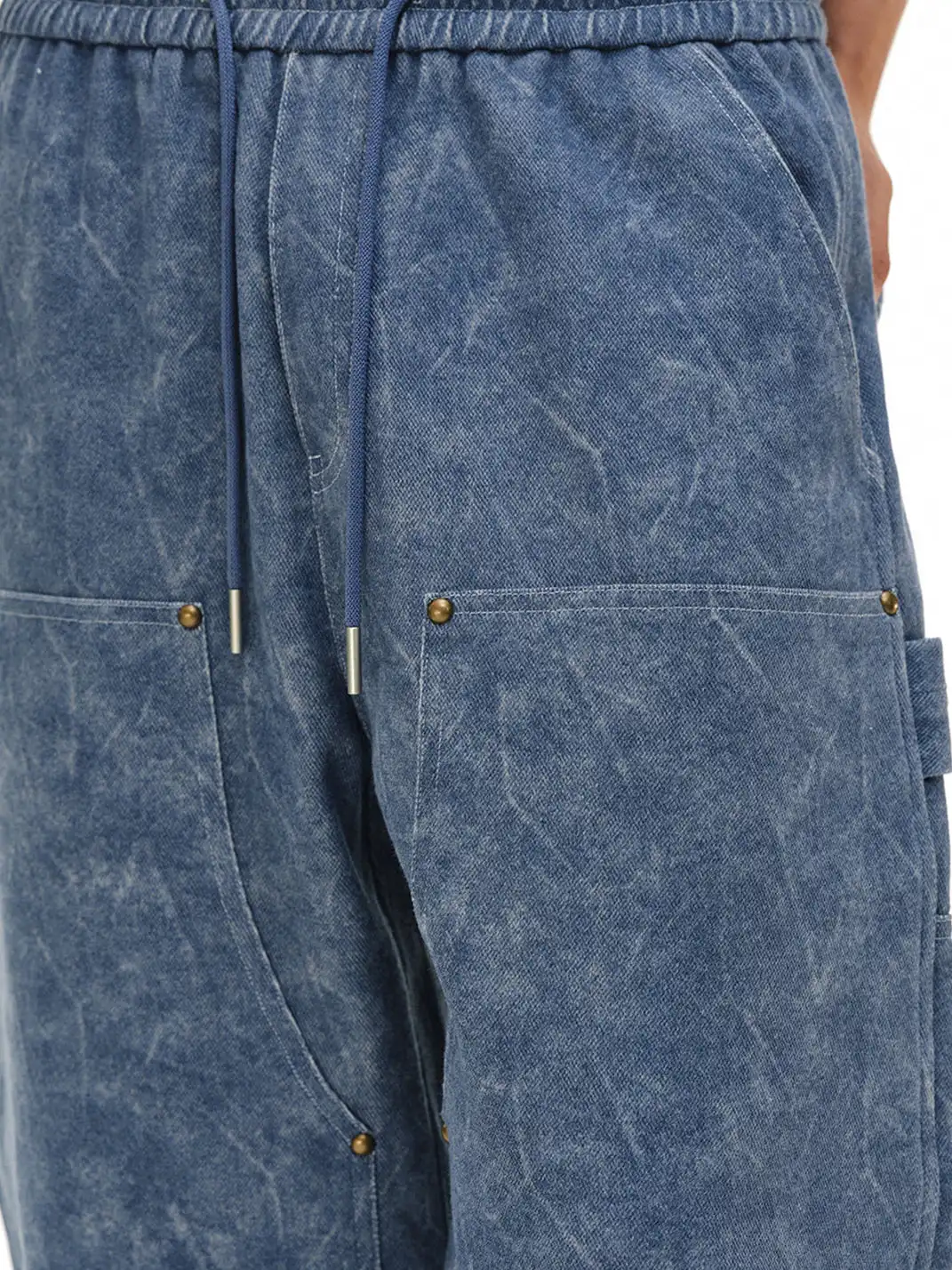 NOVACAM | Water Ripple Twill Curved Drawstring Cargo Pants