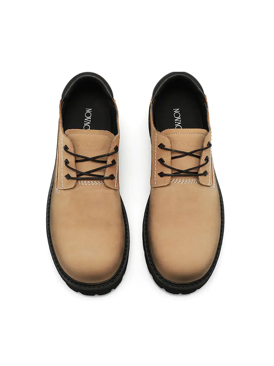 NOVACAM | Vintage Full-Grain Leather Round Toe Derby Shoes